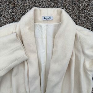 Vtg Forecaster of Boston Wool Coat Womens 15/16 Ivory Overcoat Open Front USA